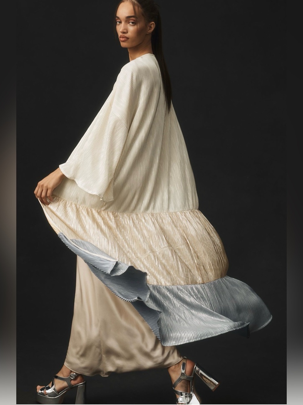 Anthropologie Pleated Colorblock Duster NWOT